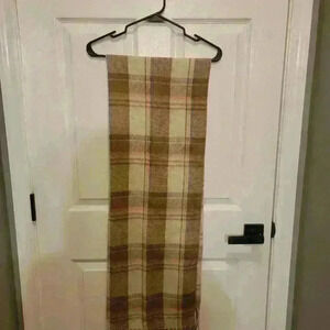 Scarf tan plaid 70 inches long 27 inches wide. Previously owned